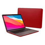 Euclid Macbook Air Case - 13-Inch Hard Laptop Cover For Macbook Air 2020–2018 (Retina, M1, M2, M3, M4), Luxurious Vegan Leather, Protective Top & Bottom Shells, Usb Port Slots [Red]