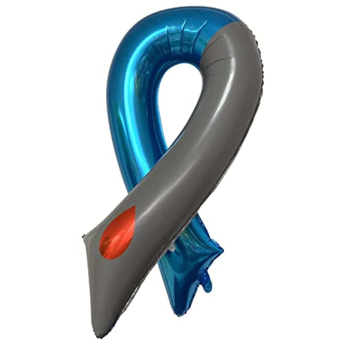 38" Diabetes Awareness Blue Gray Ribbon With Blood Drop Foil Balloon - Double-Sided Pattern - Great For Events, Parties, Fundraisers And Diaversary