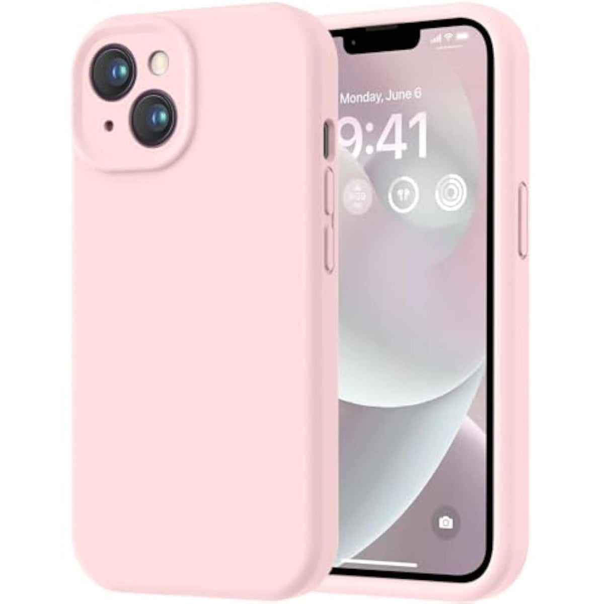 Premium Silicone iPhone 14 Case with Soft Anti-Scratch Microfiber Lining, Shockproof Protective Phone Case for Men Women Girls 6.1", Chalk Pink