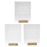 Set Of 3 Wedding Reception, Ceremony, Party, Table Decoration Signs With Holder | Favors Please Take One | Please Sign Our Guestbook | Cards And Gifts (Frosted, Light Brown)