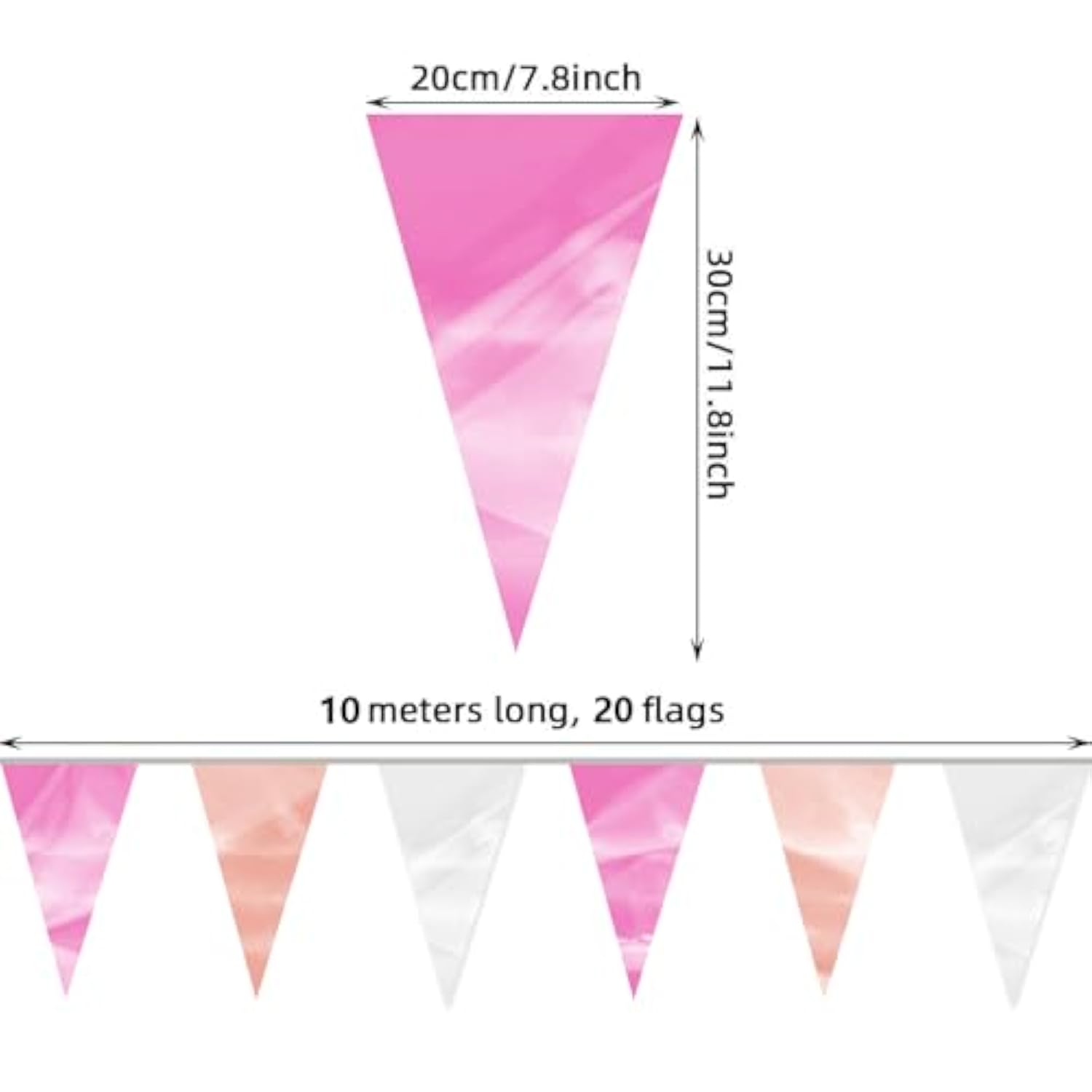 32.8Ft Rose-Gold Pink Glitter Triangle Pennant Banner Flag Metallic Bunting Outdoor Garland For Christmas Graduation Wedding Engagement Anniversary Bachelorette Bridal Shower Valentine'S Party Decor
