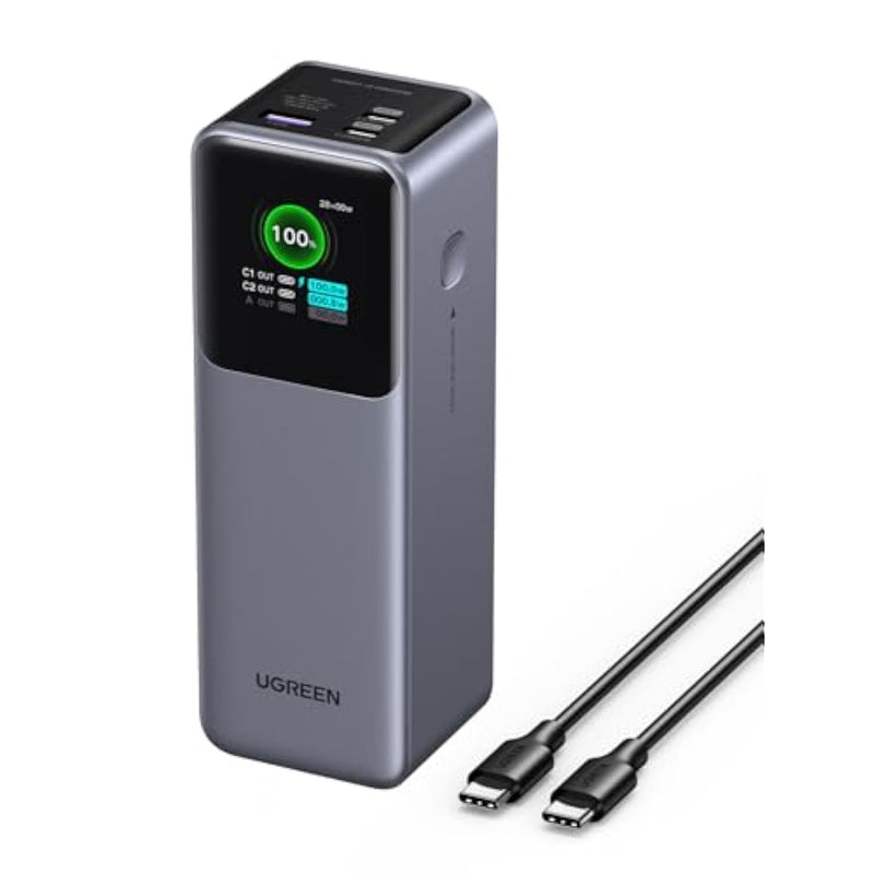 UGREEN Nexode Power Bank 25000mAh 200W Laptop Portable Charger PD 3.1 Fast Charging 90Wh 3-Port Battery Pack with TFT Smart Display for MacBook Pro/Air/ipad/iPhone 16/Samsung S24/Dell/HP and More
