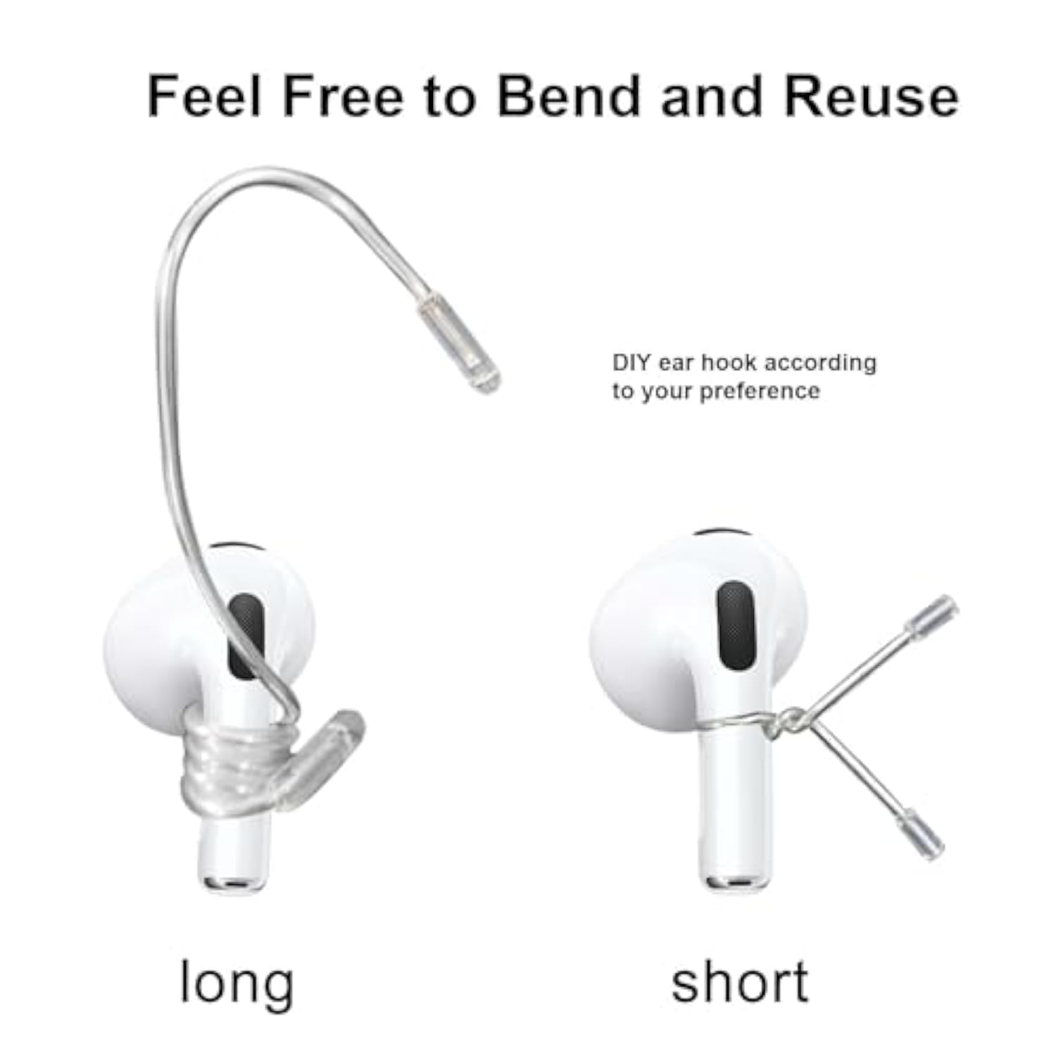 Ear Hooks Compatible With Airpods & All In-Ear Headphones With Stems - Secure & Comfortable Prevent Falls, Uncomfortable Fits - Easy To Install (Eg6+2)