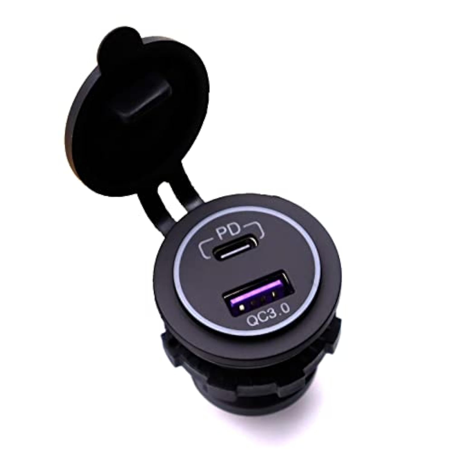 Waterproof 12V Qc3.0 Power Outlet Charger, Qc3.0 Usb A & Pd Type C Car Socket Charger Power Socket Port For Car Marine Boat Rv Truck