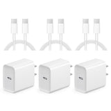 10Ft Iphone 16 15 Charger Fast Charging - 3 Pack 20W Usb C Charger Block And Type C To C Cable Compatible With Iphone 16/16 Pro/16 Pro Max/16E, Iphone 15, Ipad Pro, Air 5/4, Ipad 10/Mini 6