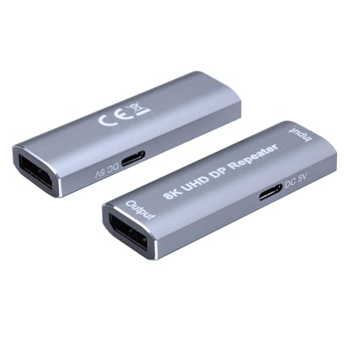 8K Displayport Repeater,Displayport Amplifier Repeater,Dp Signal Booster Support Audio Formats Dts-Hd/Dolby Truehd/Dts/Dolby-Ac3 / Dsd (Gray Dp 1.4)