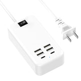 6 Port Usb Charger Station - Usb C Charging Hub For Multiple Devices, Iphone 14/13 Pro Max/13 Pro/13, Ipad Pro, Switch, Galaxy S21 (White)