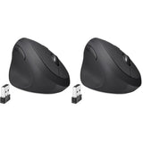 Perixx Perimice-719L, Left Handed Wireless Vertical Mouse, Portable Size for Laptops Computer, 3 Level DPI (Pack of 2)