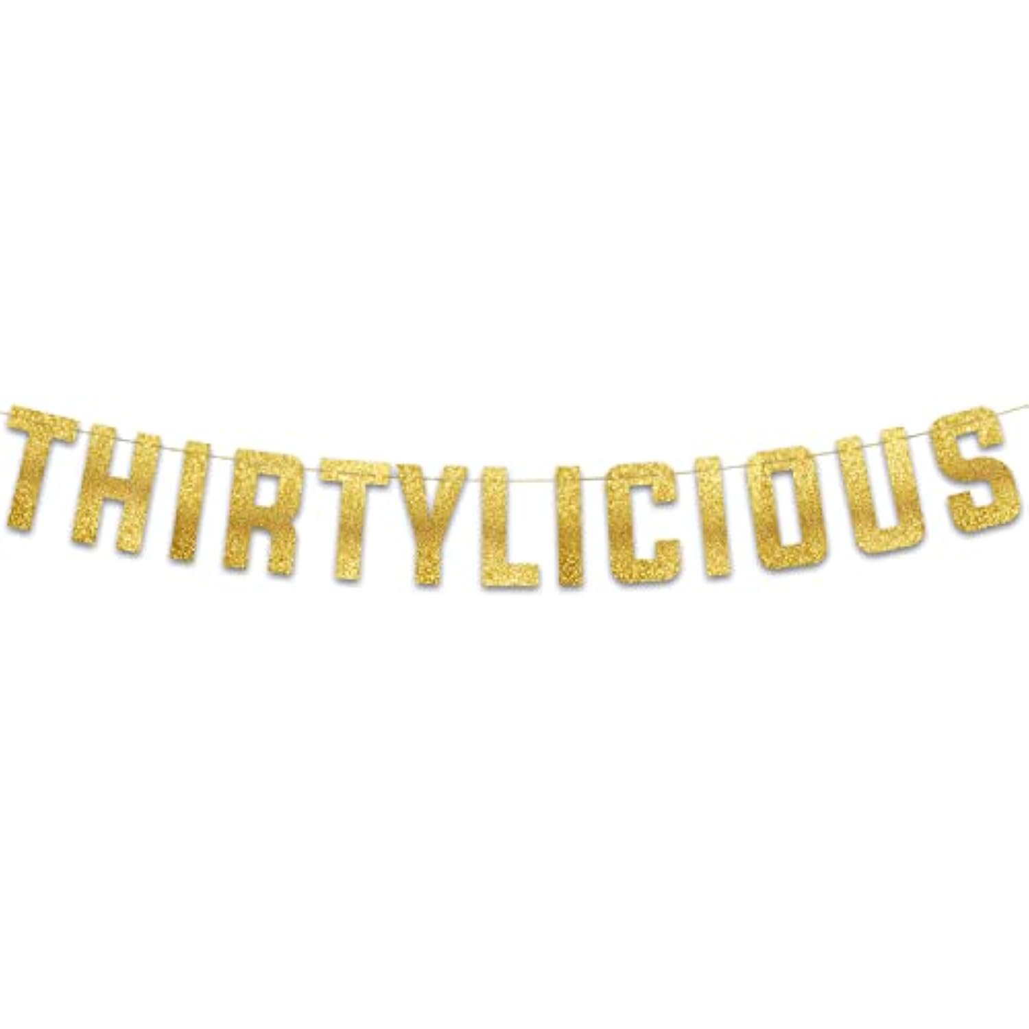 Thirtylicious Gold Glitter Banner - Happy 30Th Birthday Party Banner - 30Th Wedding Anniversary Decorations - Milestone Birthday Party Decorations