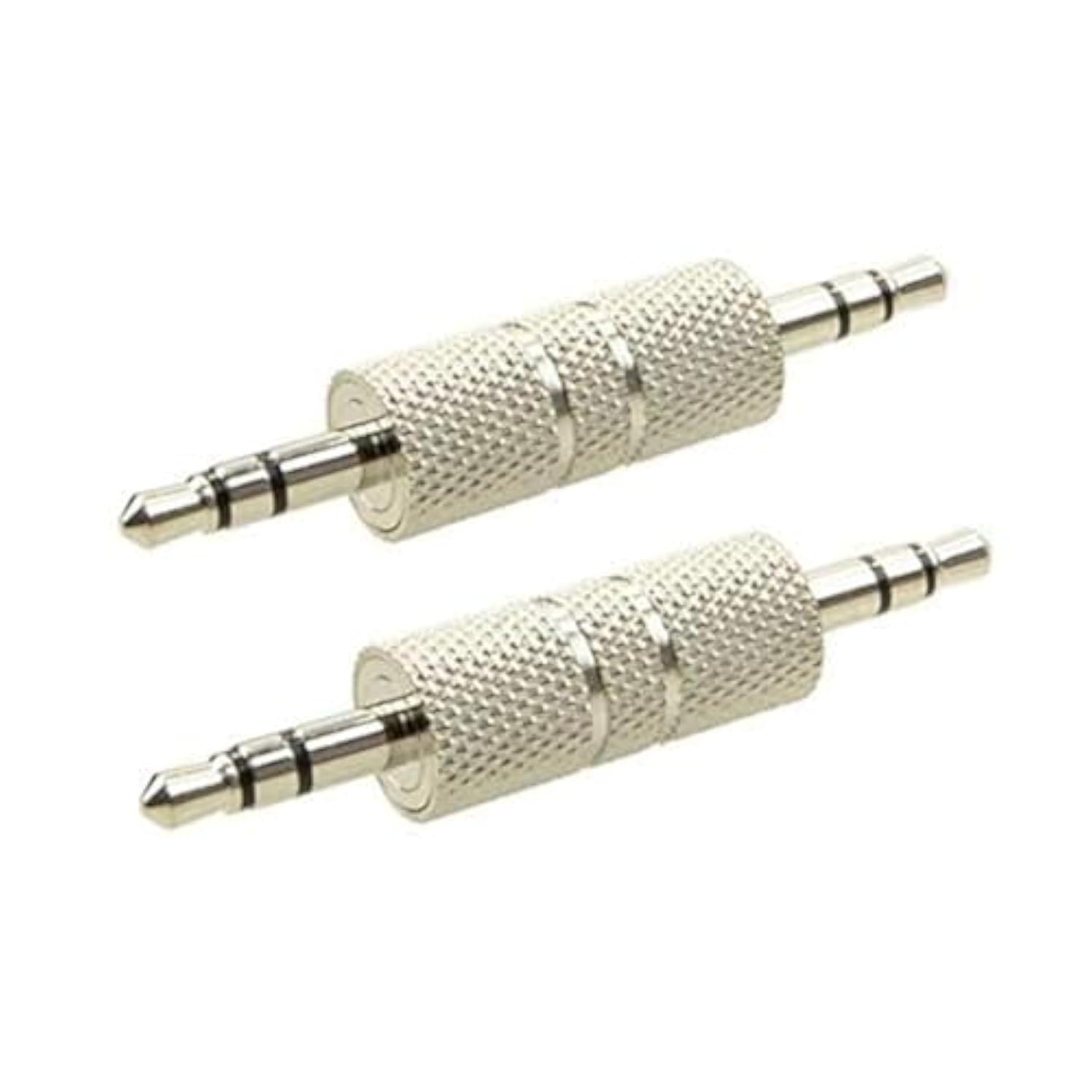 3.5Mm Male To Male Audio Adapter, Metal Silver 3 Pole 3.5Mm Stereo Jack Adapter Audio Headphone Jack Coupler Connectors - 2 Pack