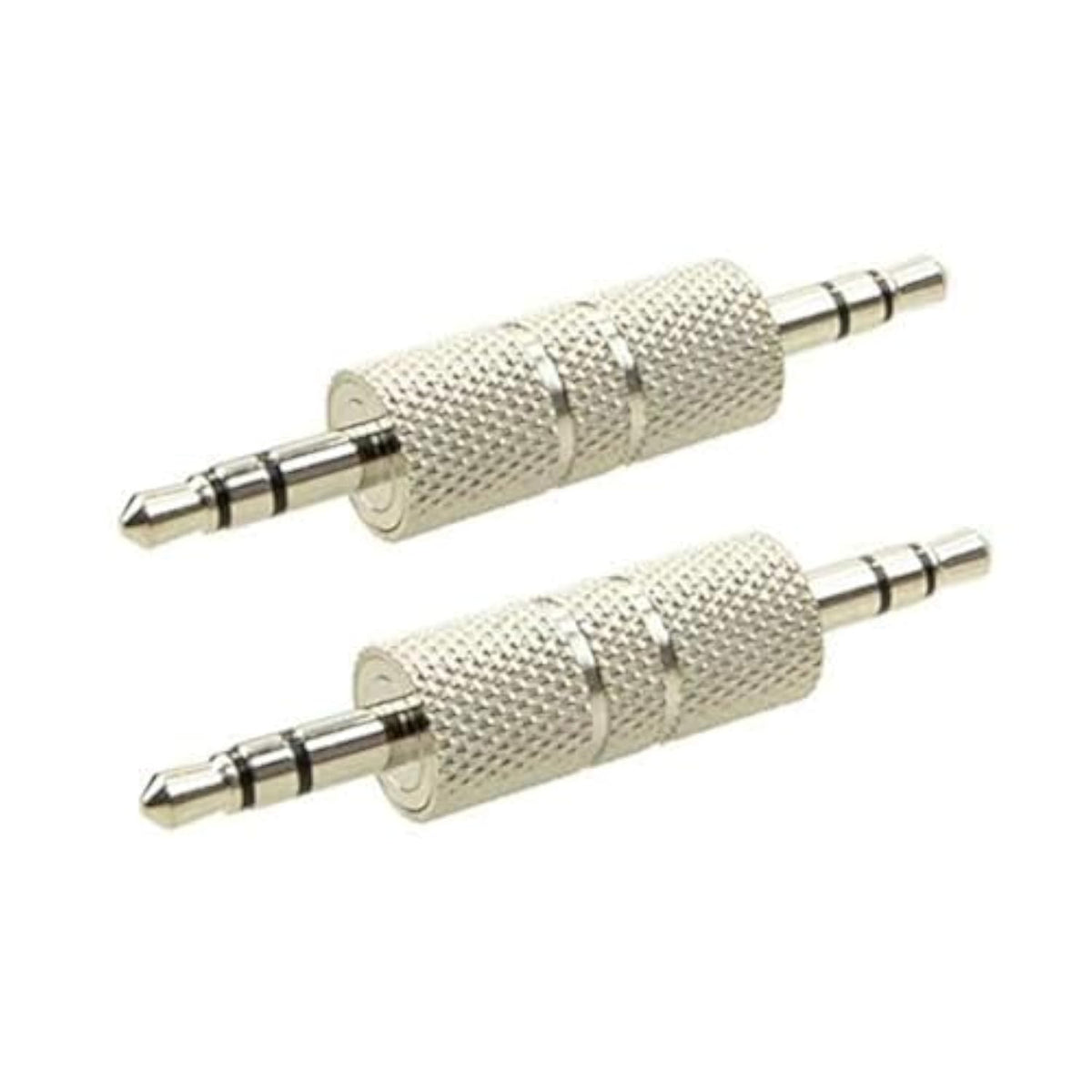 3.5Mm Male To Male Audio Adapter, Metal Silver 3 Pole 3.5Mm Stereo Jack Adapter Audio Headphone Jack Coupler Connectors - 2 Pack