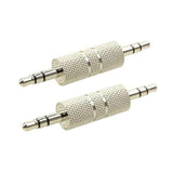 3.5Mm Male To Male Audio Adapter, Metal Silver 3 Pole 3.5Mm Stereo Jack Adapter Audio Headphone Jack Coupler Connectors - 2 Pack