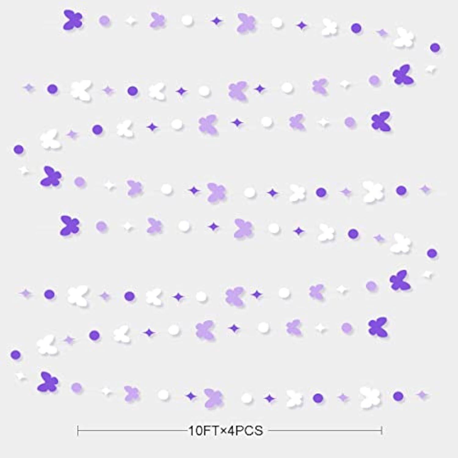 40Ft Lavender Butterfly Garland Purple White Hanging Circle Polka Dot