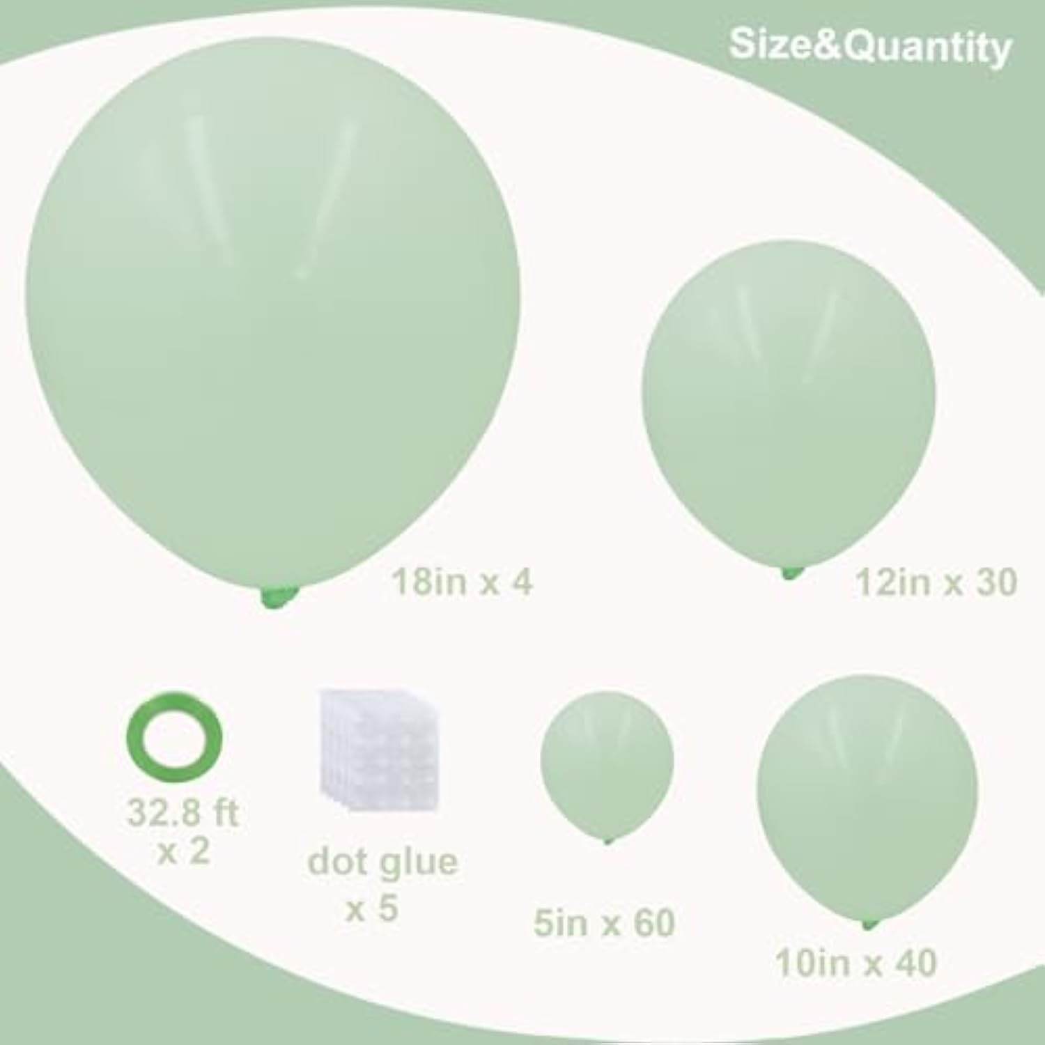 134pcs Pastel Green Balloon Garland Kit for Baby Shower, Wedding & Birthday Decor