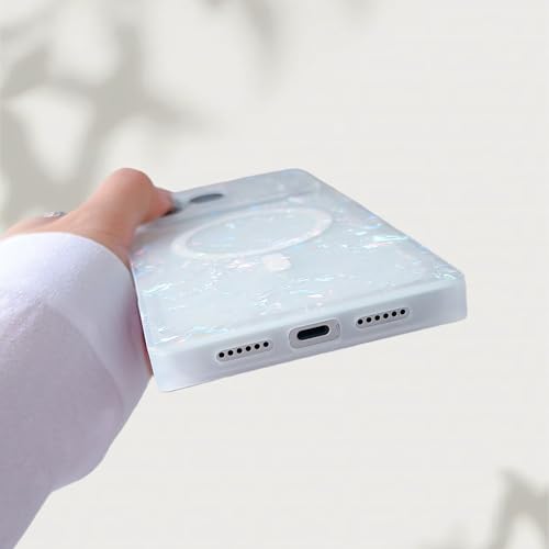 Magnetic Rectangle Glitter for iPhone 17 Pro Case,Compatible with Magsafe, Luxury Sparkle Colorful Shell Pearl Glossy Slim Soft TPU Cute Women Girly