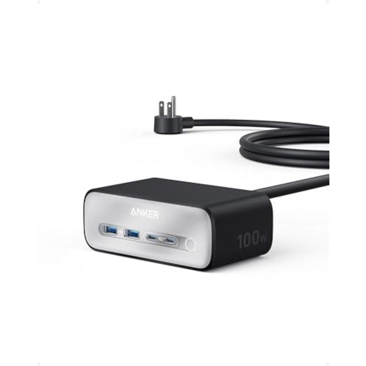 Anker Nano Charging Station(100W Max), 7-in-1 USB C Power Strip for iPhone 16/15/14 and MacBook Air/Pro, 5ft Thin Cord,3AC, 2USB A,2USB C,Power Delivery Desktop Accessory for Home&Office(Black)