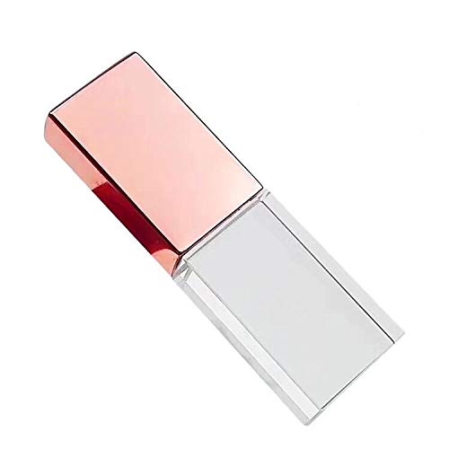 Rose Gold Crystal 32Gb Usb 2.0 Flash Drive Led Light Glass Pen Drive Thumb Drive Memory Stick Gift For Boy Girls Kids Adults Pendrive Usb Stick