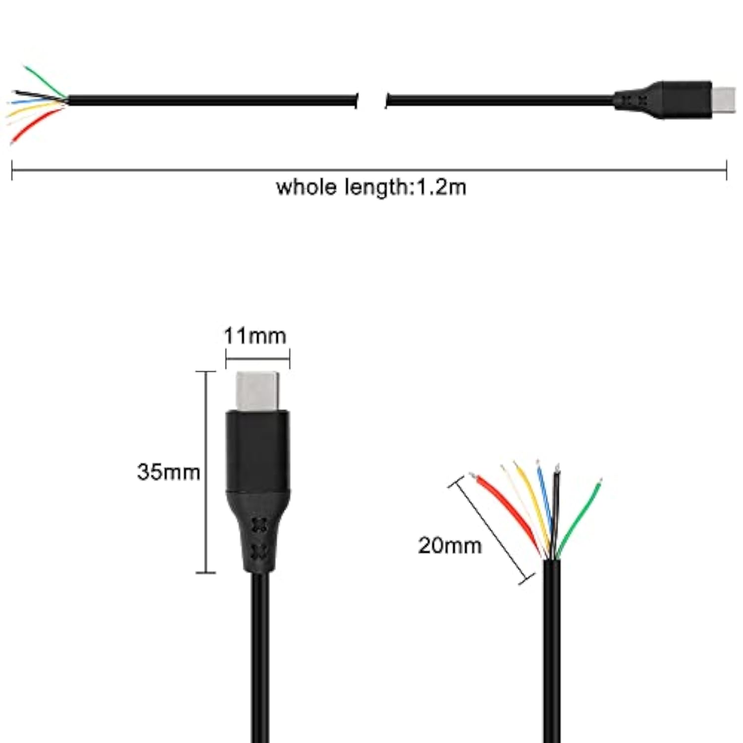 Usb Type C Pd Pigtail Cable Charge Bare Wire Data Transmission Extension Power