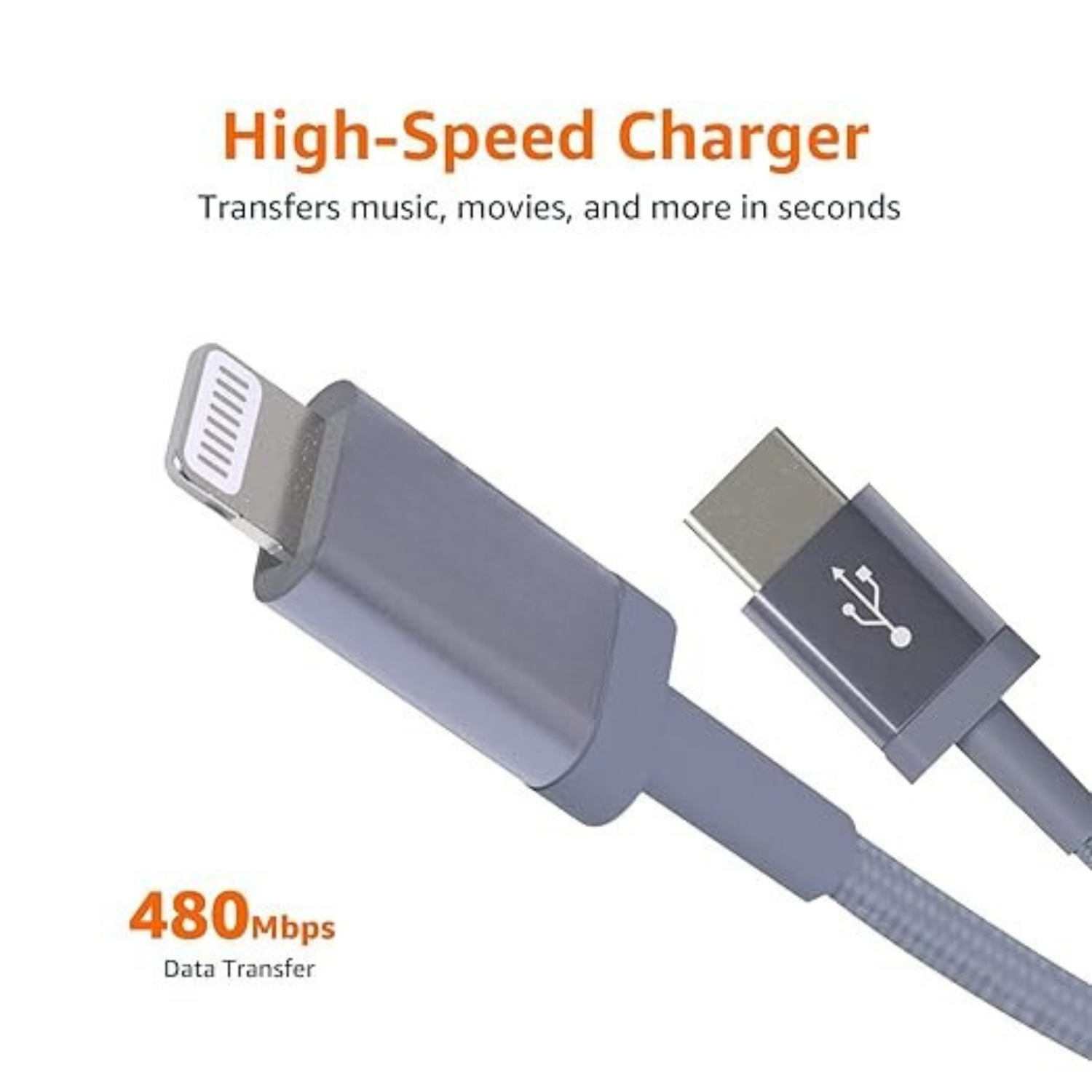 6FT USB C to Lightning Fast Charging Cable MFi Certified for iPhone 14 13 12 11 Pro Max iPad Dark Gray