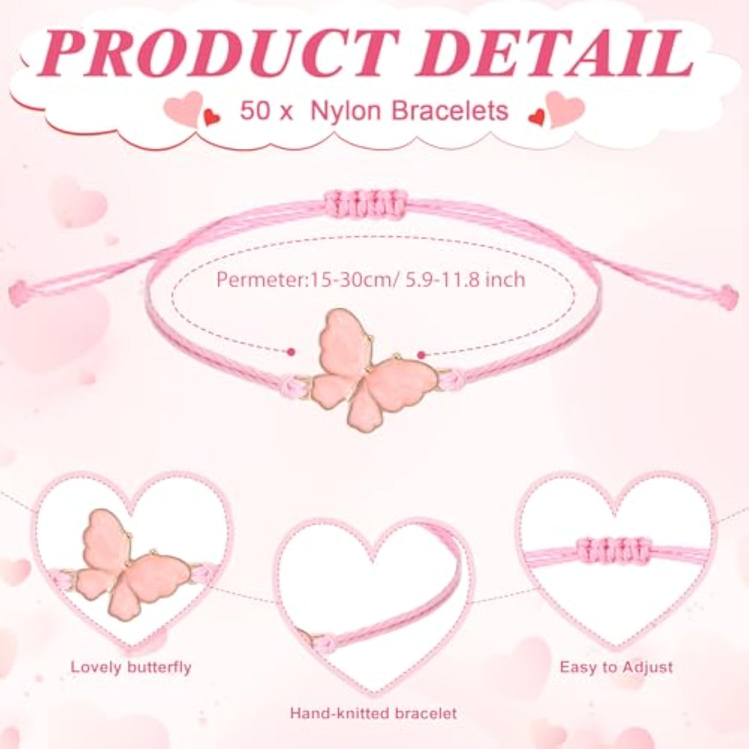 50 Sets Quinceanera Party Favors For Guests Butterfly Wish Bracelet With Thank You Cards And Organza Gift Bags Quinceanera Gift For Sweet 15 Year Birthday Supply Recuerdos De Quinceañera (Pink)