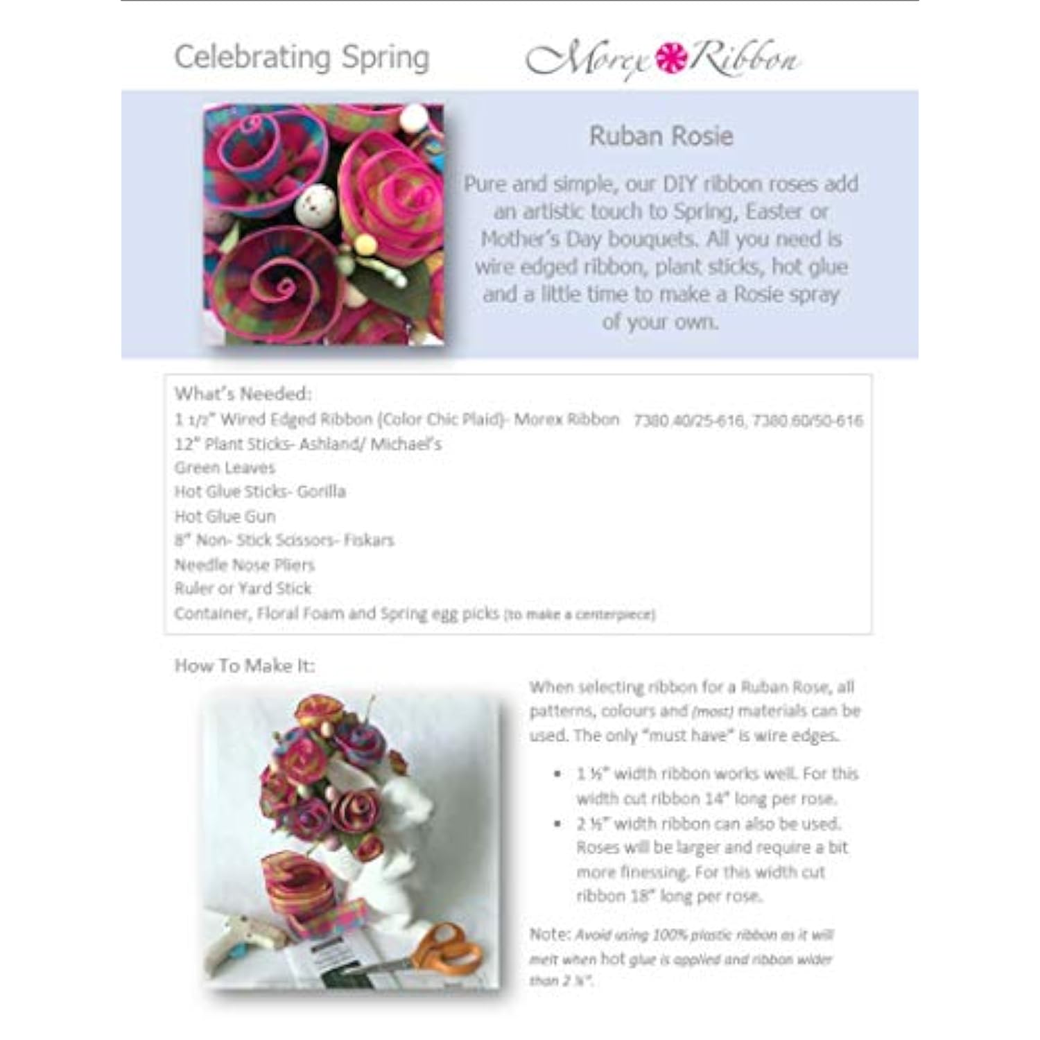 Color Chic Plaid Fabric Ribbon, 2.5" X 50 Yd, Shocking Pink/Turquoise