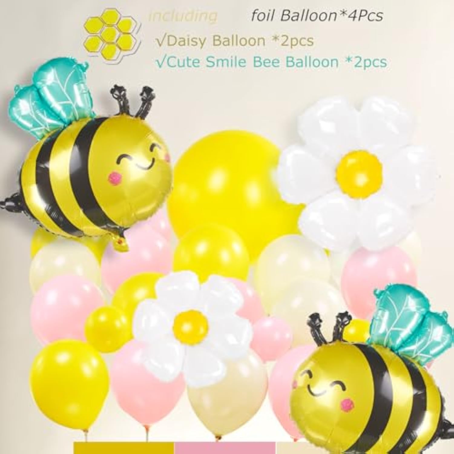 Spring Bee Balloons Garland Arch Kit Yellow White Pastel Pink Green Balloons With Bee Daisy Balloonsfor What Will It Bee Gender Reveal Baby Shower Honey Bee Birthday Decorations