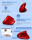 Ergonomic Mouse, Vertical Wireless Mouse 2.4G Rechargeable Optical Vertical Mouse High Precision Optical Mouse Adjustable800/1200/1600 Dpi 6 Buttons, For Laptop Etc, Red,Specially For Right-Handers