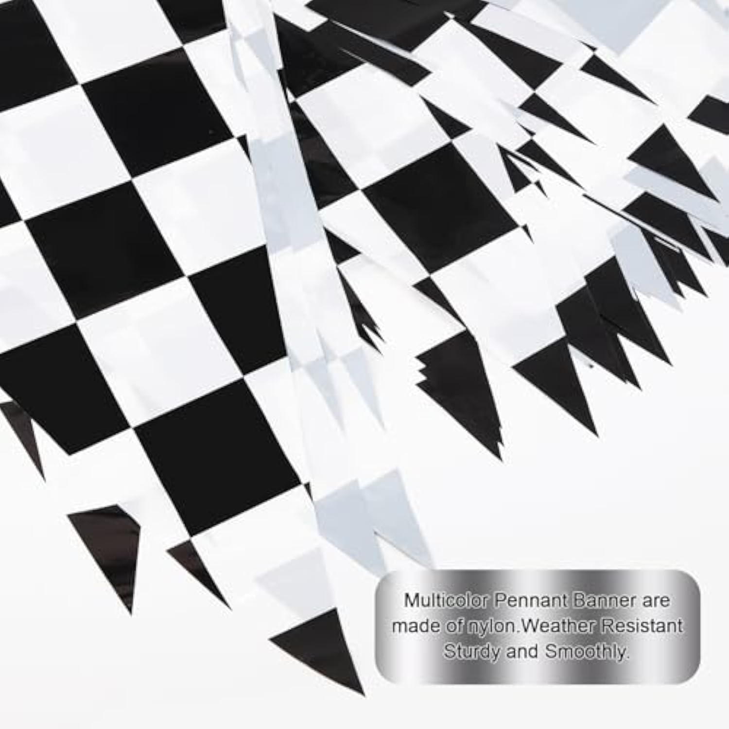 Black White Checkered Flag Banner 100Ft Racing Sports Birthday Picnic Party Decor
