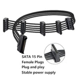 15Pin Sata Male To 5 X 15 Pin Sata Female Hard Drive Power Right Angle Splitte