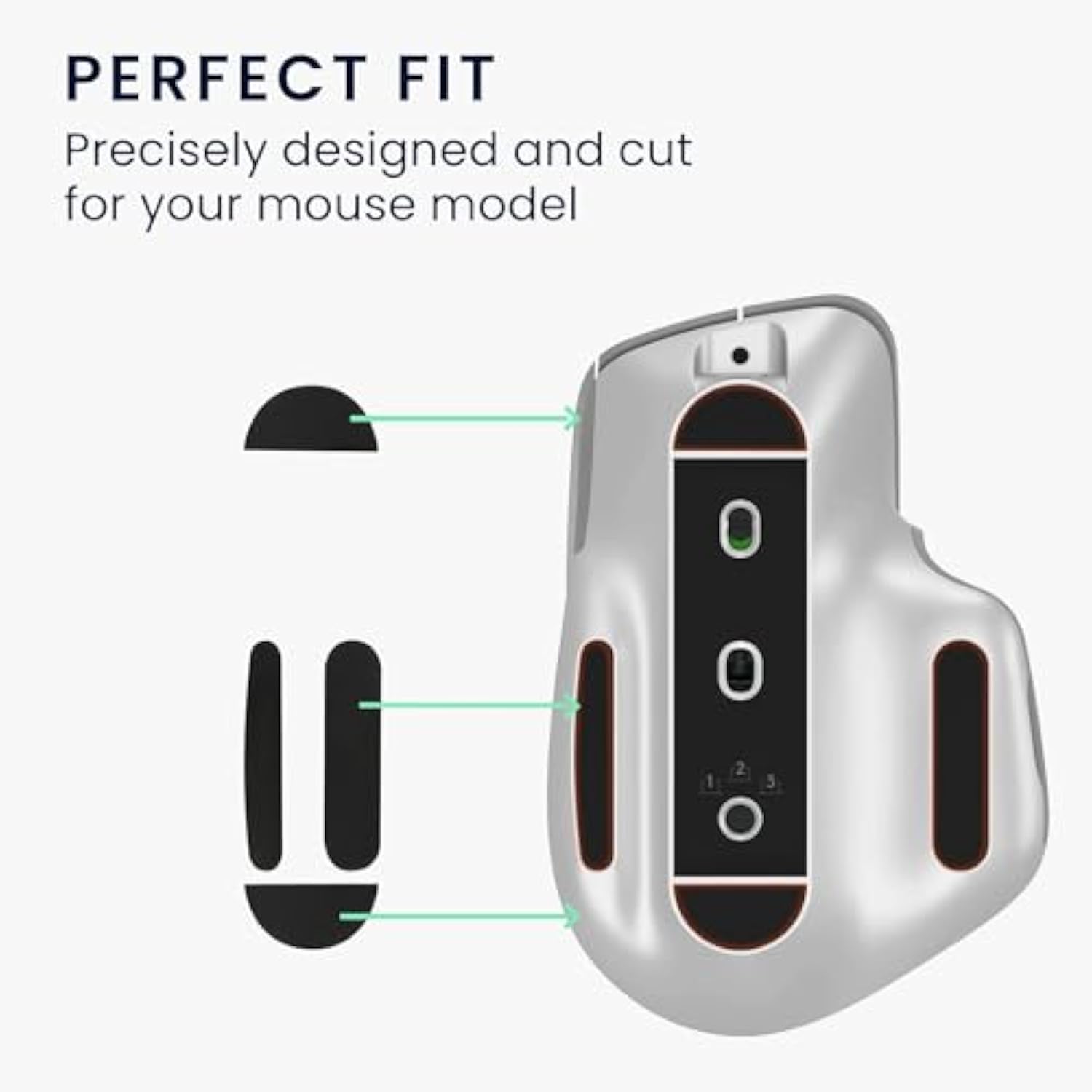 kwmobile Mouse Feet Replacement Compatible with Logitech MX Master 3 / 3S Computer Mouse Skates Sticker - Black