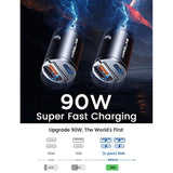 2-Pack 90W Usb C Car Charger,[Super Mini Metal] Car Charger Fast Charging Adapter Pd+Qc3.0 Dual Port Type C Car Cigarette Lighter Usb Compatible Iphone 16 15 14 Pro Max Ipad Samsung S25