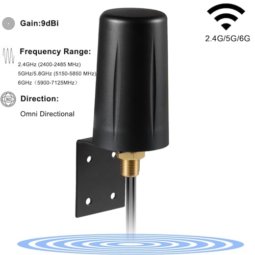 9Dbi Wifi 6 6E Tri-Band 2.4Ghz + 5 Ghz + 6Ghz Wall Mount Antenna For Wifi 6 6E Router Hotspot Pc Desktop Computer Pci-E Network Card Reolink Security Camera Signal Booster