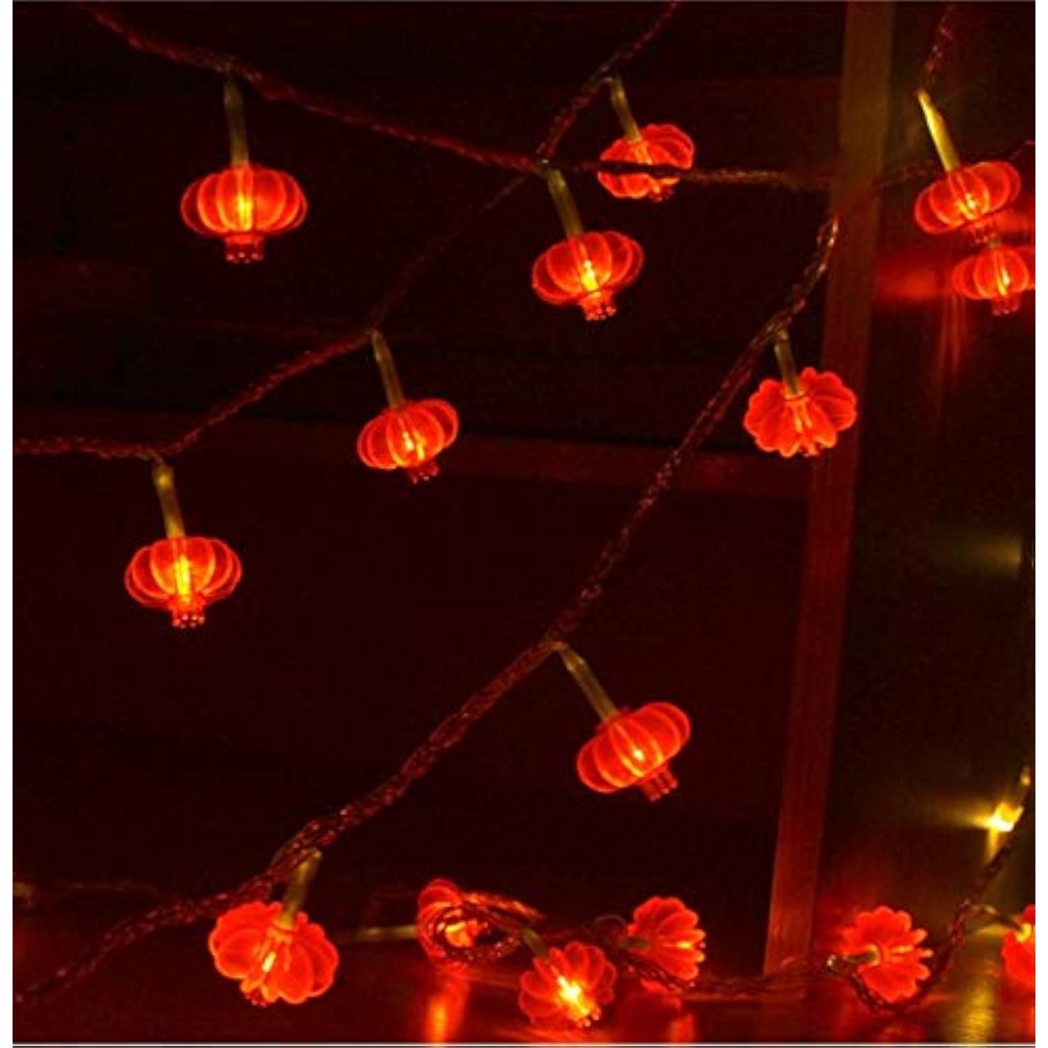 Red Lantern String Light,Battery Operated Waterproof 8 Modes 40 Leds 20Ft Fairy String Lights Remote Control Decor Light