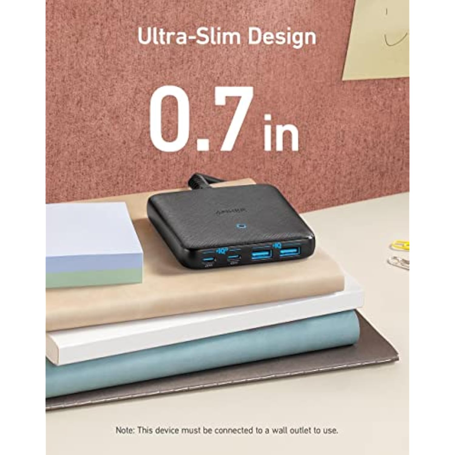 Anker USB C Charger, 543 (65W II), PIQ 3.0 & GaN 4-Port Slim Fast Wall Charger, with Dual USB C Ports (45W Max), for MacBook, Laptops, iPad Pro, iPhone and More