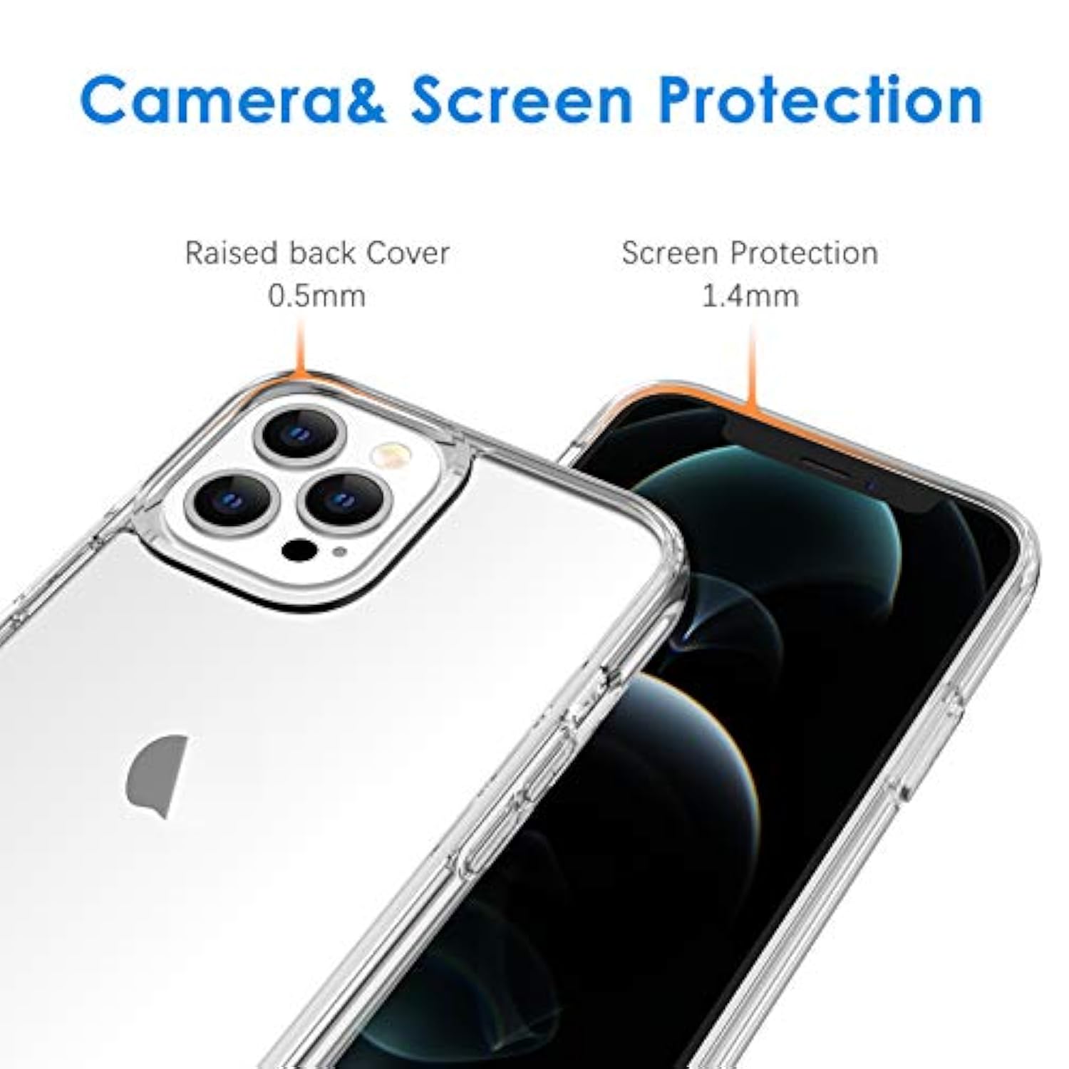 Jetech Case For 12 Pro Max 6.7-Inch, Non-Yellowing Shockproof Phone Bumper Cover, Anti-Scratch Clear Back (Clear)
