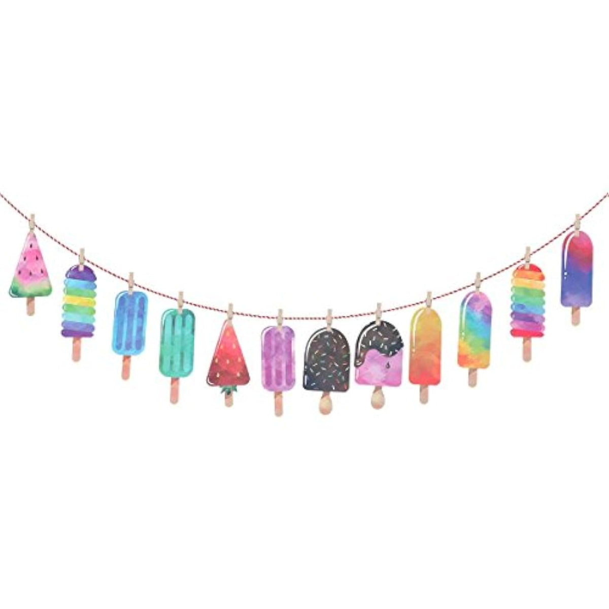 Popsicle Banner Garland Luau Hawaii Beach Summer Party Backdrop Decoration