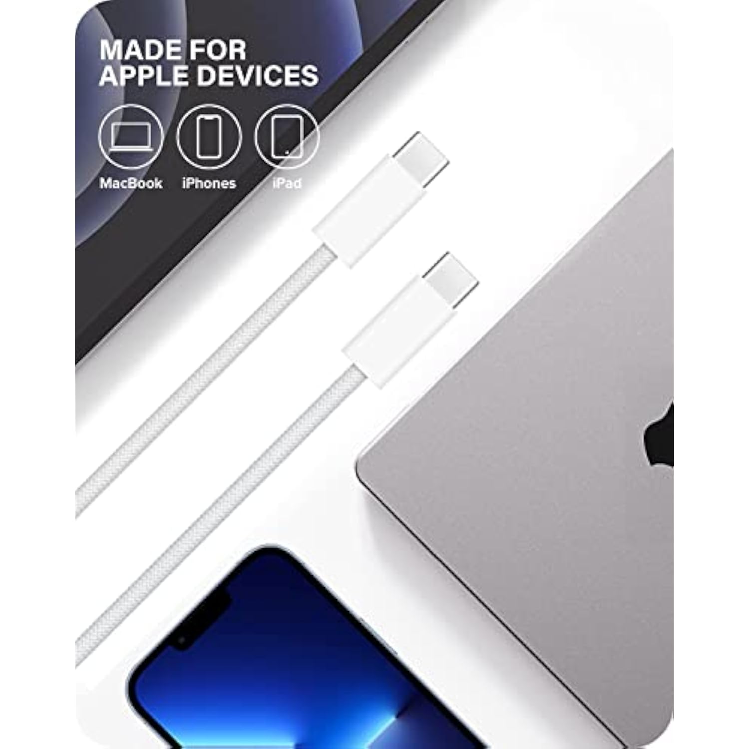 Ipad Charger Fast Charging 10Ft For Ipad Pro 12.9/11 Inch (3Rd 4Th 5Th Generations), Ipad 10.9 Inch (10Th Gen) 2022, Air 5Th (4Th Generations), I Pad Mini 6Th 20W Usb C Long Power Adapter Cord Cable
