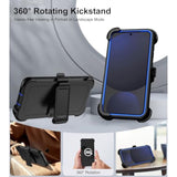 For Samsung Galaxy S24 Fe Case With Belt Clip Holster,Heavy Duty Rugged 3-Layer Military Grade Drop Protection Phone Case,[2 Screen Protector & Kickstand] Shockproof Protective Cover (Black/Blue)