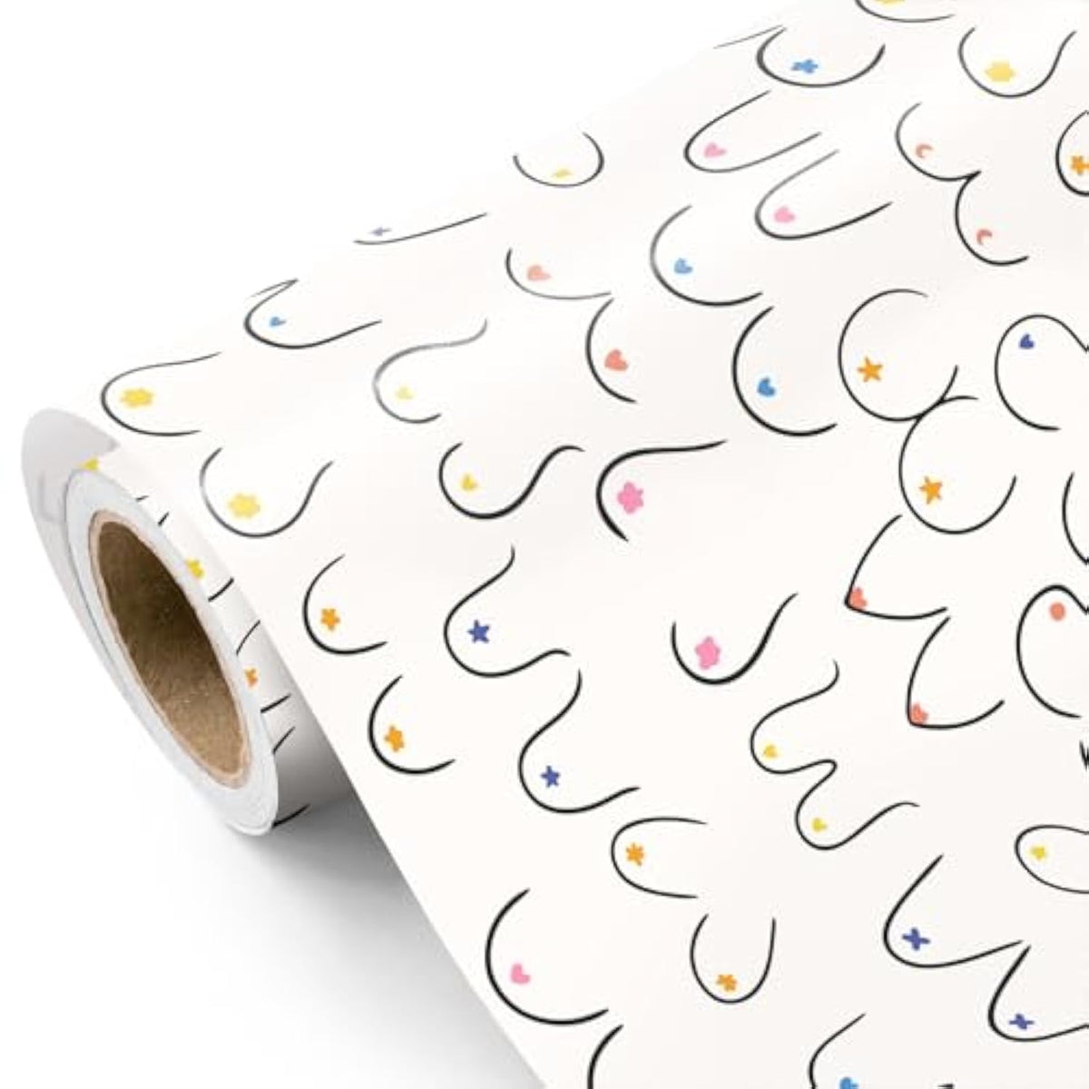 Adult Wrapping Paper Roll - Mini Roll - 17 Inch X 16.5 Feet - Woman Breasts Rude Birthday Gift Wrap Funny Wrapping Paper Perfect For Best Friend Birthday, Men & Bachelor Party