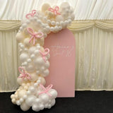 Pearl White Balloon Garland Arch Kit 132 Pcs Bow Coquette Sand White Ivory Party Balloons With Pastel Pink Long Latex Balloon For Girls Princess Wedding Baby Shower Bridal Birthday Party Decor