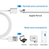 TechMatte Charging Adapter Electronic Cable Compatible with Apple Pencil 1st Generation, Male to Female Flexible Connector, Laptop (White-3 Feet)