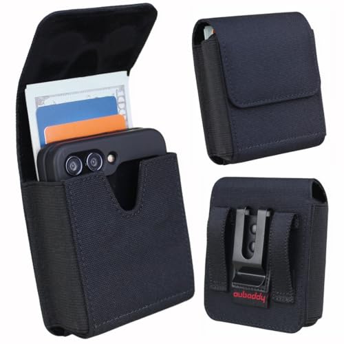 Flip Phone Holster for Samsung Galaxy Z Flip 7/6/5/4/3, Nylon Belt Clip Pouch for Motorola Razr 2025/2024/2023 Moto Razr+ Plus Ultra Case Card Holder