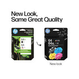 64Xl/64 Black High Yield And Tri-Color Standard Yield Ink Cartridges, 2/Pack