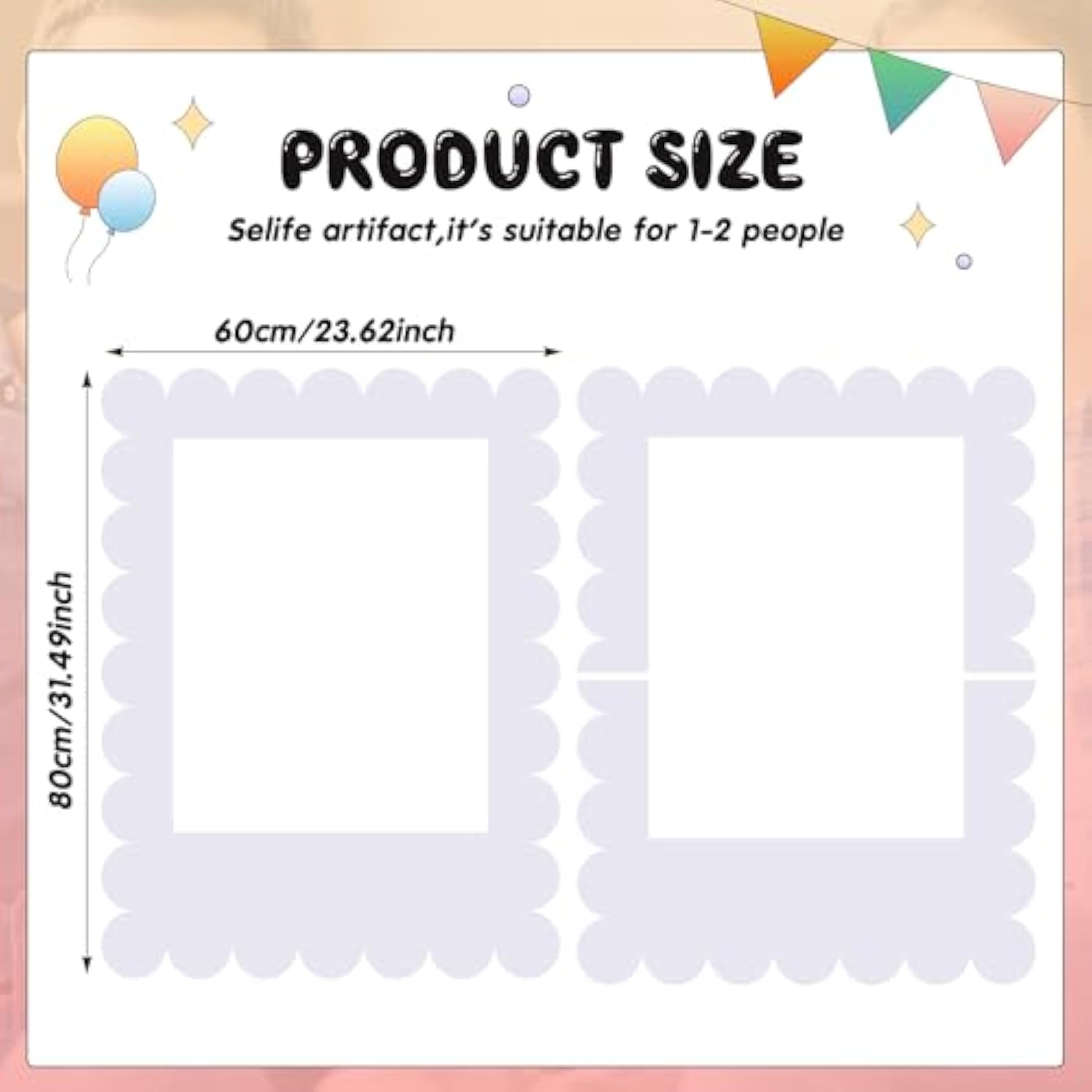 32x24 Inch Large White Scalloped DIY Photo Booth Frame for Parties