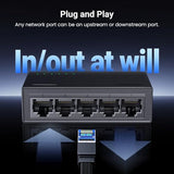 Ethernet Switch, 5 Port Gigabit Ethernet Splitter, Plug & Play, Wall Mount & Desktop Network Switch Hub, Unmanaged, Compact, With Led, Fanless Quiet, For Internet Cable, Laptop, Router, Nas