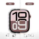 2-Pack Bling Case With Tempered Glass For Apple Watch Series 10 42Mm Screen Protector,Women Glitter Diamond Rhinestone Bumper Crystal Cover For Iwatch 10 42Mm Accessories,Rose Gold+Starlight