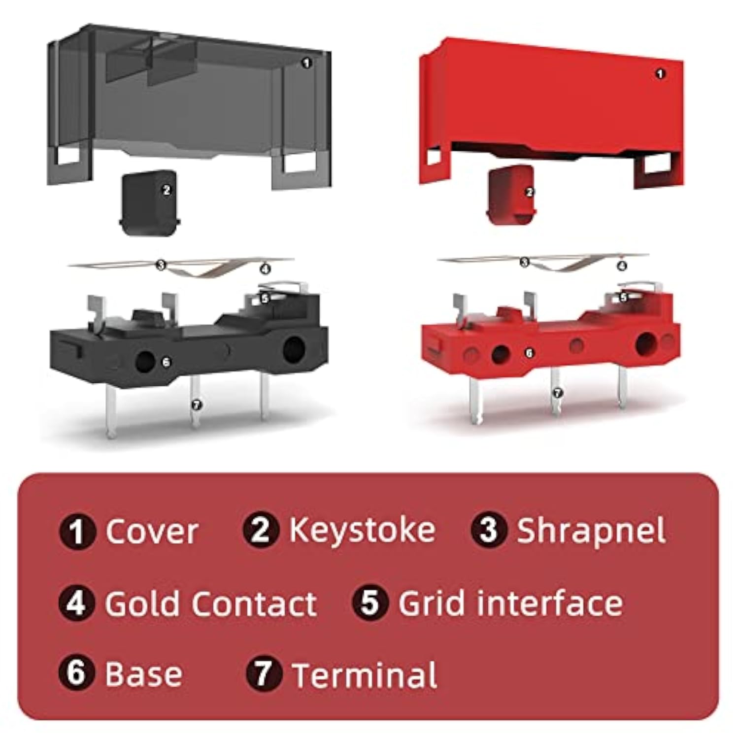 Red Kailh Gm4.0 And Black Gm8.0 Mouse Micro Switch For Gaming Mouse