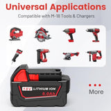 18V 6.0Ah Replace Battery For Milwaukee M18 Battery Compatible With 48-11-1815, 48-11-1820, 48-11-1840, 48-11-1850, 48-11-1860 Cordless Power Tools Lithium Battery (1Pack)