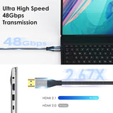 8K Fiber Hdmi Cable 75Ft, Nylon Braided Fiber Optic Hdmi 2.1 Cable Support 48G