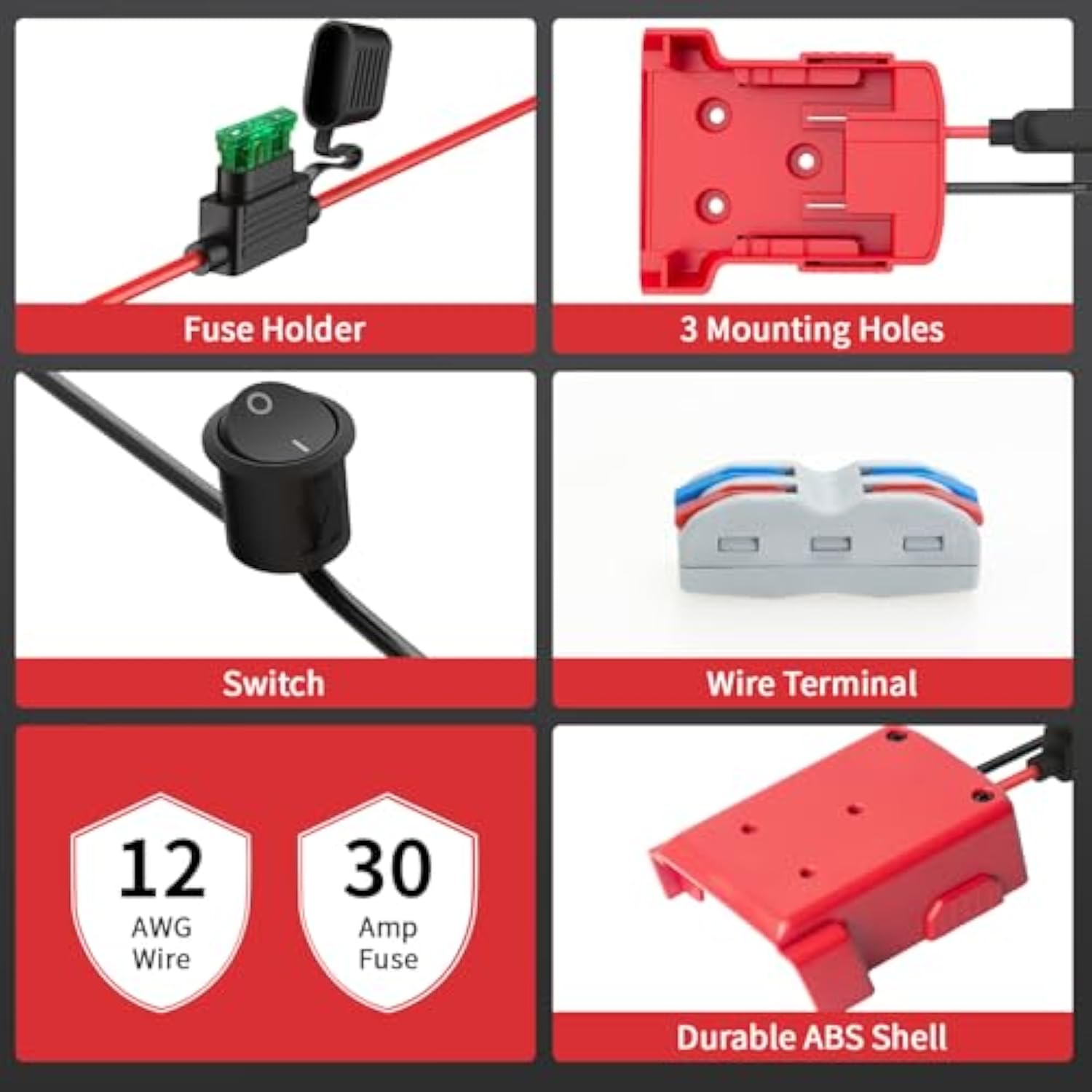 3 Pack For Power Wheel Adapter Compatible With Milwaukee 18V Battery, Converter Kit With Fuse Holder, Switch, Terminals, 12Awg Wire For Diy Rc Car Toys